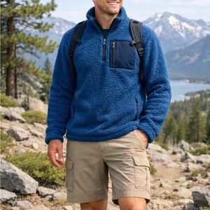 Sherpa Adventure Gear Men’s 1/4 Zip Pullover Size M Blue Outdoor Hiking Jacket